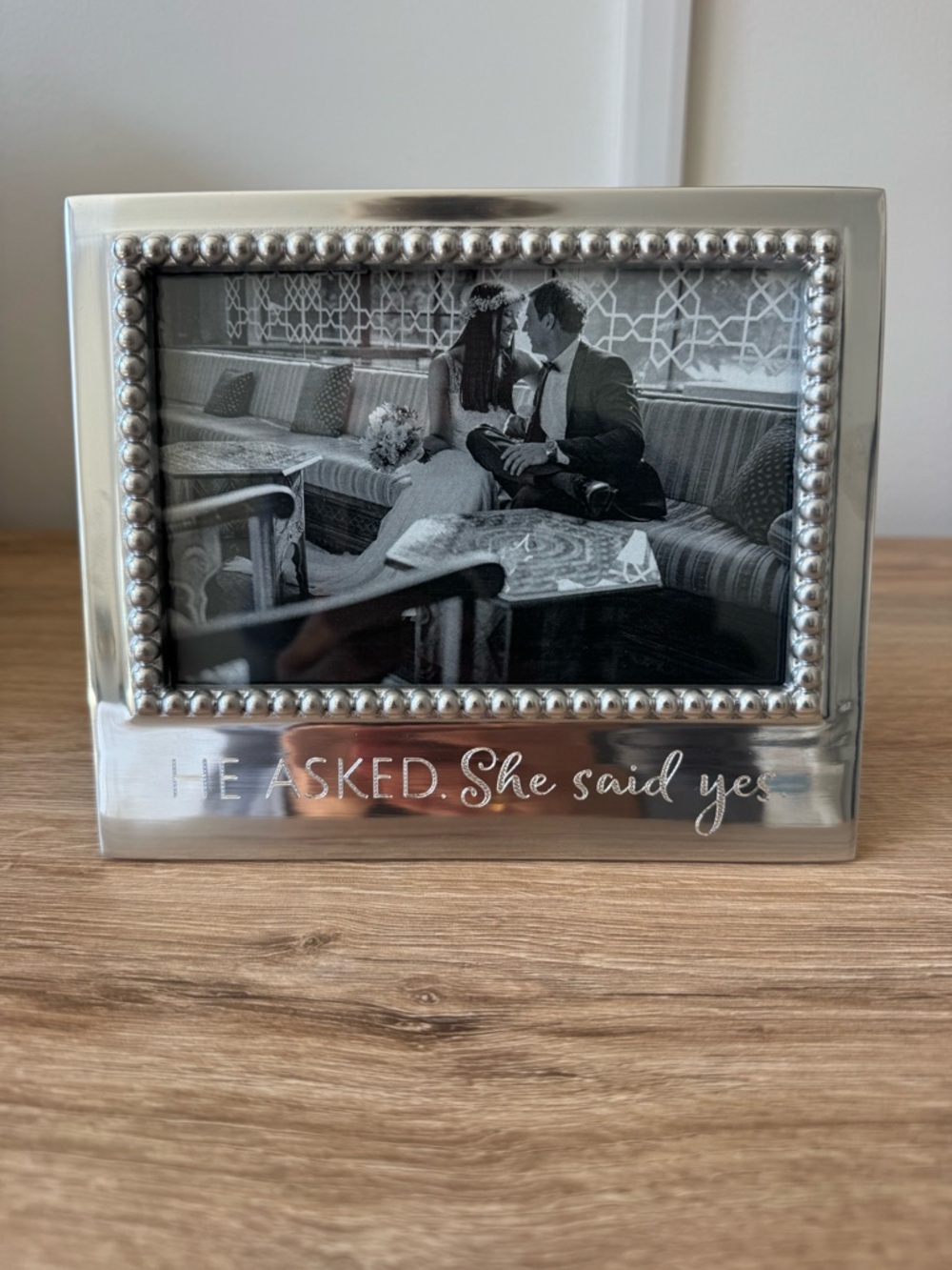 Mariposa - HE ASKED. SHE SAID YES Beaded 4x6 Frame - new with box